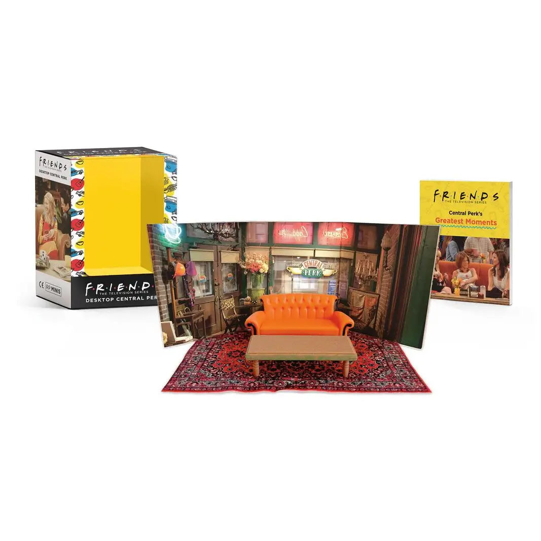 Bring your favorite coffee shop from Friends to your home or office with this special desktop mini kit featuring the iconic set pieces from Central Perk.
Specifications:
This one-of-a-kind replica of Central Perk includes a mini-size 3-1/2 inch couch, coffee table, rug, and illustrated backdrop, perfect for any desk or table setting
Illustrated Mini Book: Includes a 48-page mini book with memorable moments from Central Perk
Perfect Gift: This must-have collectible set is sure to delight any Friends fan
Fo
