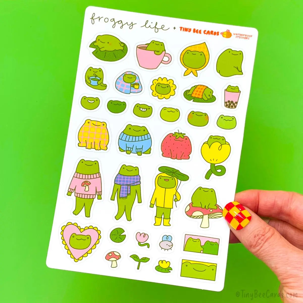 Tiny Bee Cards - Frog Life Vinyl Sticker Sheet