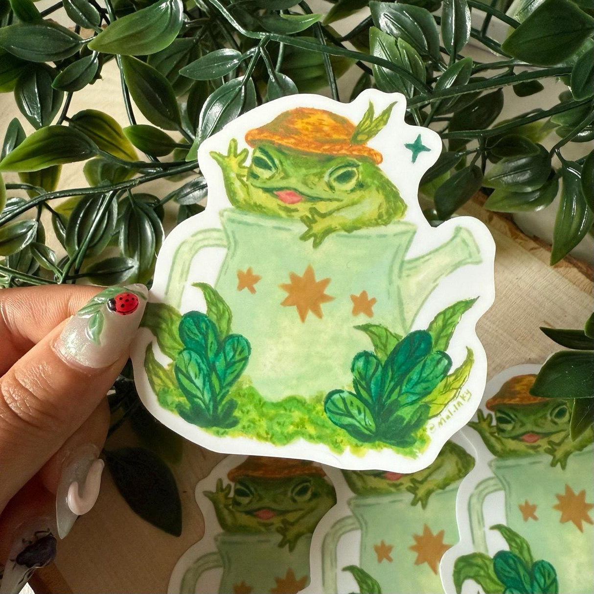 Mal.inky - Frog in A Pot Vinyl Sticker