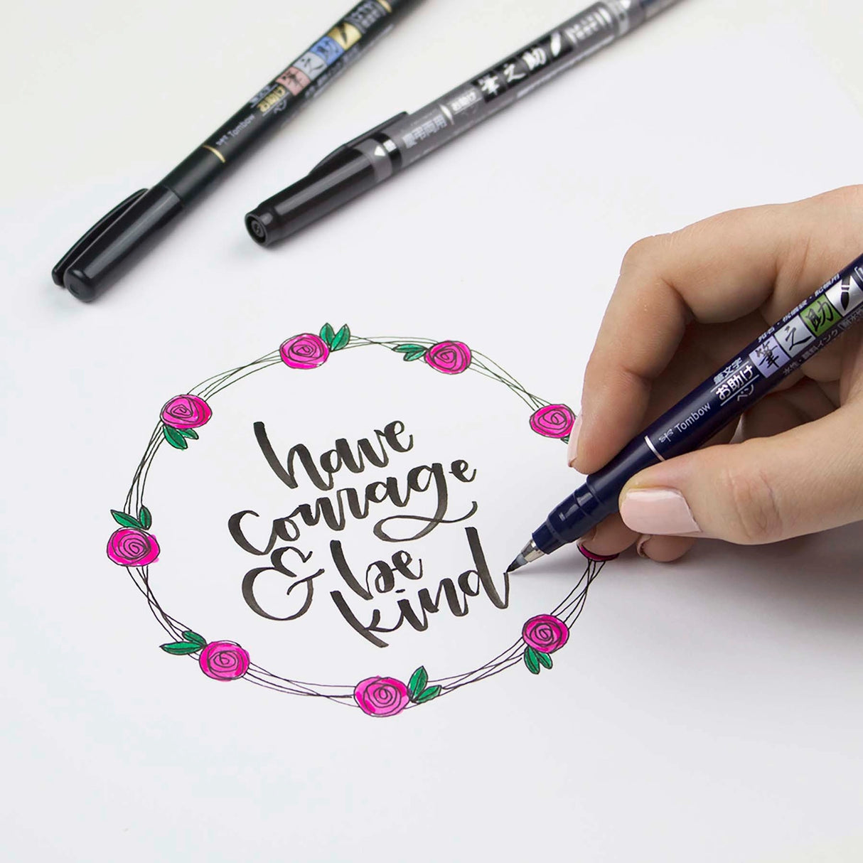 Contains the soft, hard tip and twin tip Fudenosuke Brush Pens.
Features a flexible brush tip for different lettering and drawing techniques. Create extra-fine, fine, or medium strokes by a change in brush pressure. Great for calligraphy and art drawings.
Soft tip, hard tip, and twin tip– water-based, pigmented black ink.
Odorless.
Non-refillable.