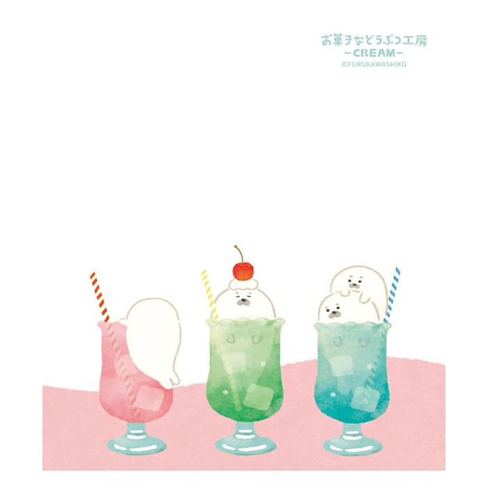 Introducing the cute memo pads from the "Okashina Animal Studio" collection! The Japanese word "okashina" comes with 2 different meanings; one which means funny and one which means sweets. These are both depicted well within the different memo designs that you will see in this collection.