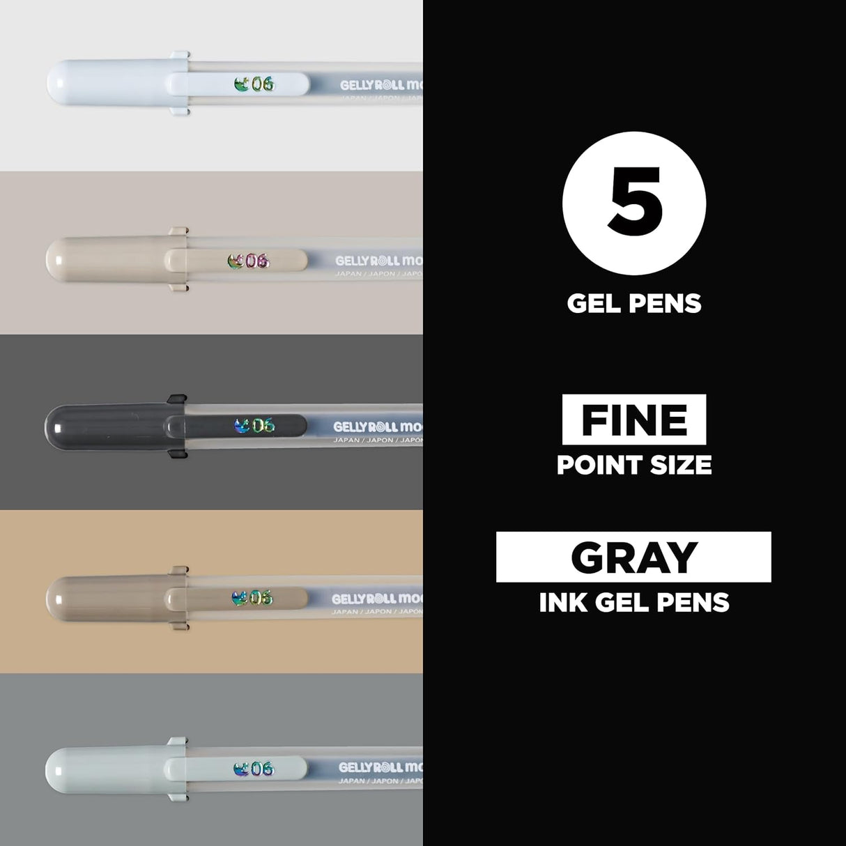 Gelly Roll Grays Moonlight Fine Point Pens 5/Pkg