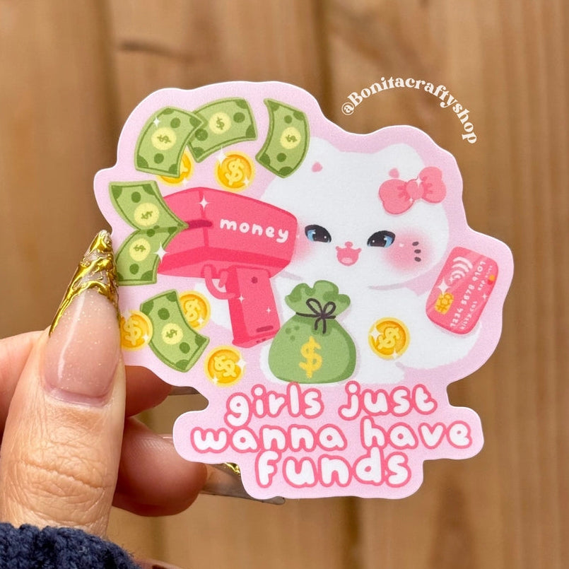 Because girls just wanna have FUNDS 💕💸 This adorable matte sticker features a cute kawaii cat surrounded by money, coins, and good financial vibes. Perfect for anyone manifesting abundance ✨
♡ STICKER DETAILS ♡
~ Sticker size: 2.7’’ inches
~ Printed on matte sticker paper
~ Matte Laminate finish ✨
~ ONLY Handwash. This sticker is not dishwasher or microwave safe.