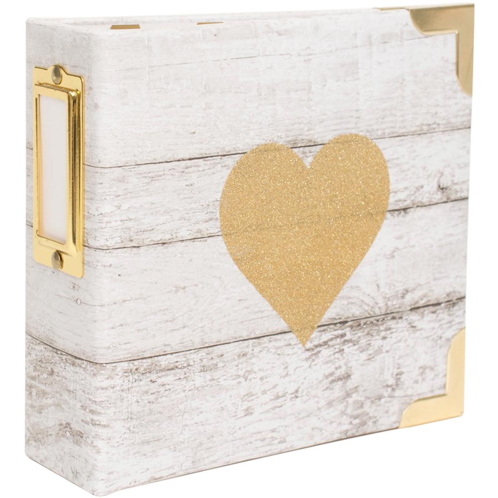 Álbum con anilla en D y corazón brillante de 4" x 4"