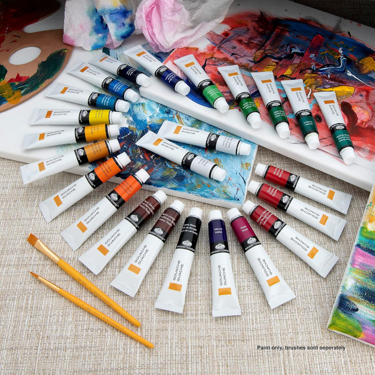 Pinturas acrílicas gouache, 12 ml, paquete de 24