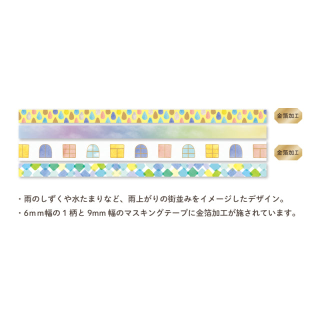 Hosomasu Masking Tape with Case - After Rain