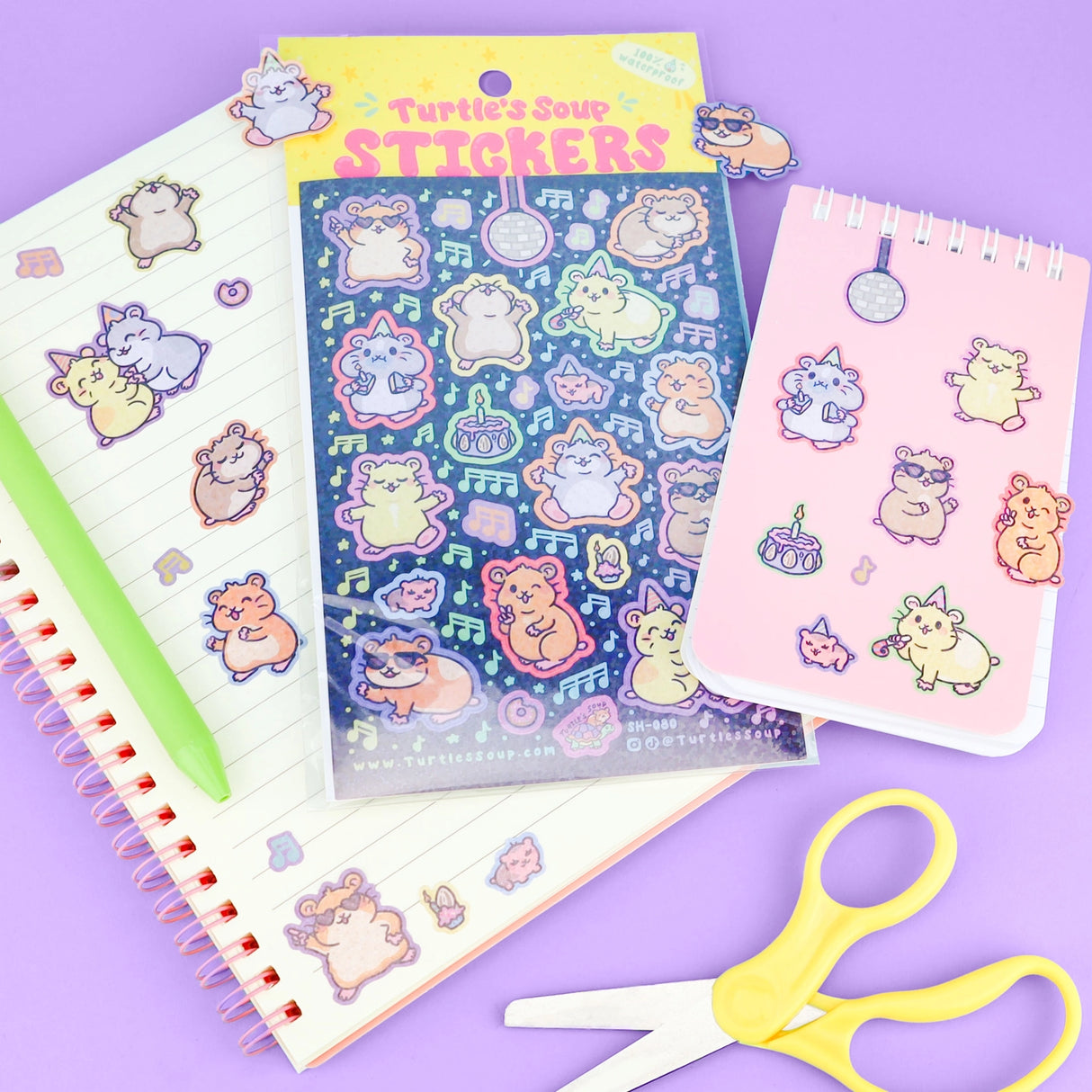 🐢 Our Kiss Cut Sticker Sheets are 4 inches by 6 inches and include one (1) sheet per package, with 10 to 20 individual waterproof, stickers on each.
🐢 Each sheet is enclosed in a sleeve with an art backing card and are retail-ready!
🐢 Stick them on water bottles, laptops, cars, coolers, helmets, skateboards, or just about any flat surface you can think of. 