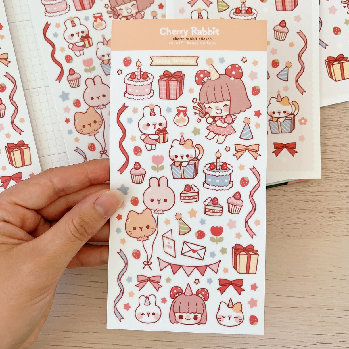 Cherry Rabbit - Happy Birthday Sticker Sheet