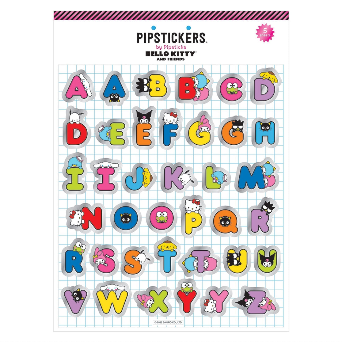Pegatinas con letras grandes del juego Hide & Seek de Hello Kitty y sus amigos