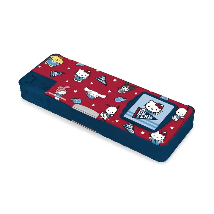 Stay organized with this Hello Kitty® and Friends Pencil Case! Featuring two roomy compartments, a flip-up calculator, a pencil sharpener, and a magnetic closure, it has plenty of space for pens, pencils, highlighters, and more. Perfect for Hello Kitty study supplies, Sanrio® school starter kits, and everyday student essentials, it’s a must-have for any kawaii desk setup. Plus, it makes a great gift for stationery lovers, coworkers, Sanrio fans, and more!