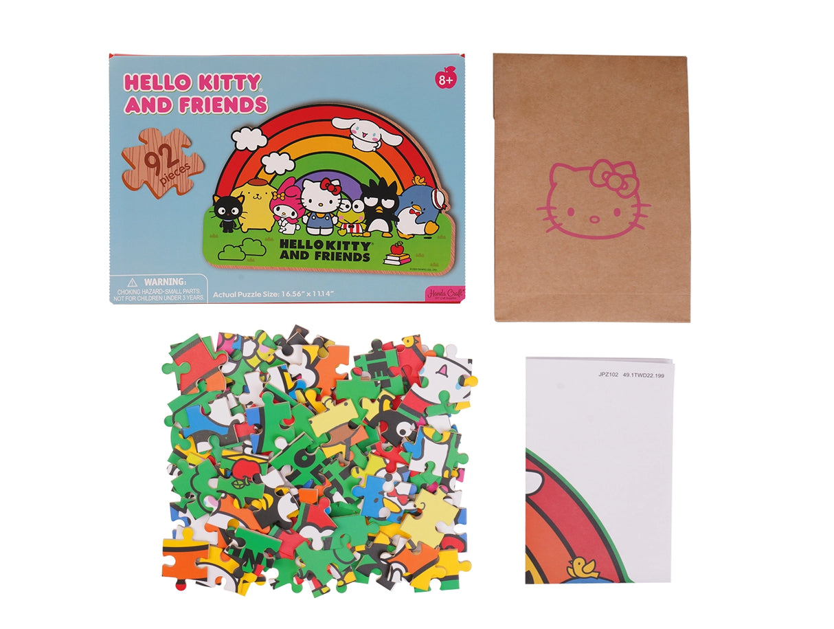 Discover the charm of the Hello Kitty Wooden Jigsaw Puzzle: Hello Kitty Rainbow (92pcs). Officially licensed by Sanrio, this delightful puzzle features the iconic Hello Kitty surrounded by a vibrant rainbow. Crafted from high-quality wood, the 92 pieces offer a satisfying challenge for all ages 8+. Perfect for Hello Kitty enthusiasts, this puzzle is an ideal gift for any occasion. Immerse yourself in the joy of assembling this adorable puzzle and bring Hello Kitty to life!