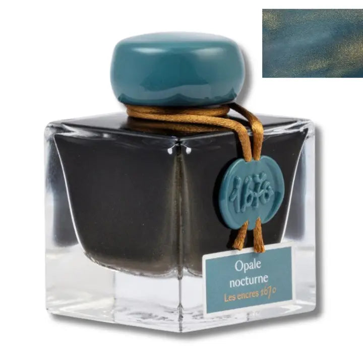 The 1670 Anniversary Collection celebrates the life of the 17th-century French adventurer, Jacques Herbin. Sailing from India, Monsieur Herbin arrived home to Paris with formulas for the now-famous Herbin inks and sealing waxes.
Enhanced with a luxurious, golden metallic sheen, these highly saturated inks will add an elegant luster to all your writing.
Hand bottled with wax-dipped cap and seal.
50ml bottle.
Made in Paris.