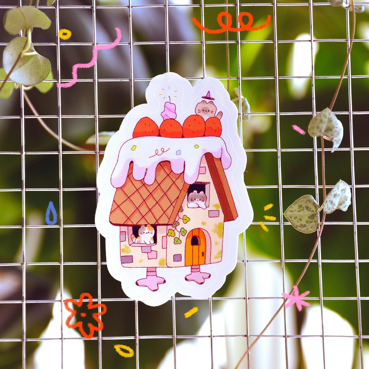 This is a glossy vinyl die-cut paper sticker, illustrated and made in-house by me. It's waterproof and ideal for decorating hard surfaces like laptops, water bottles, and phone cases, adding a cute touch to your belongings.
Material: premium glossy waterproof vinyl