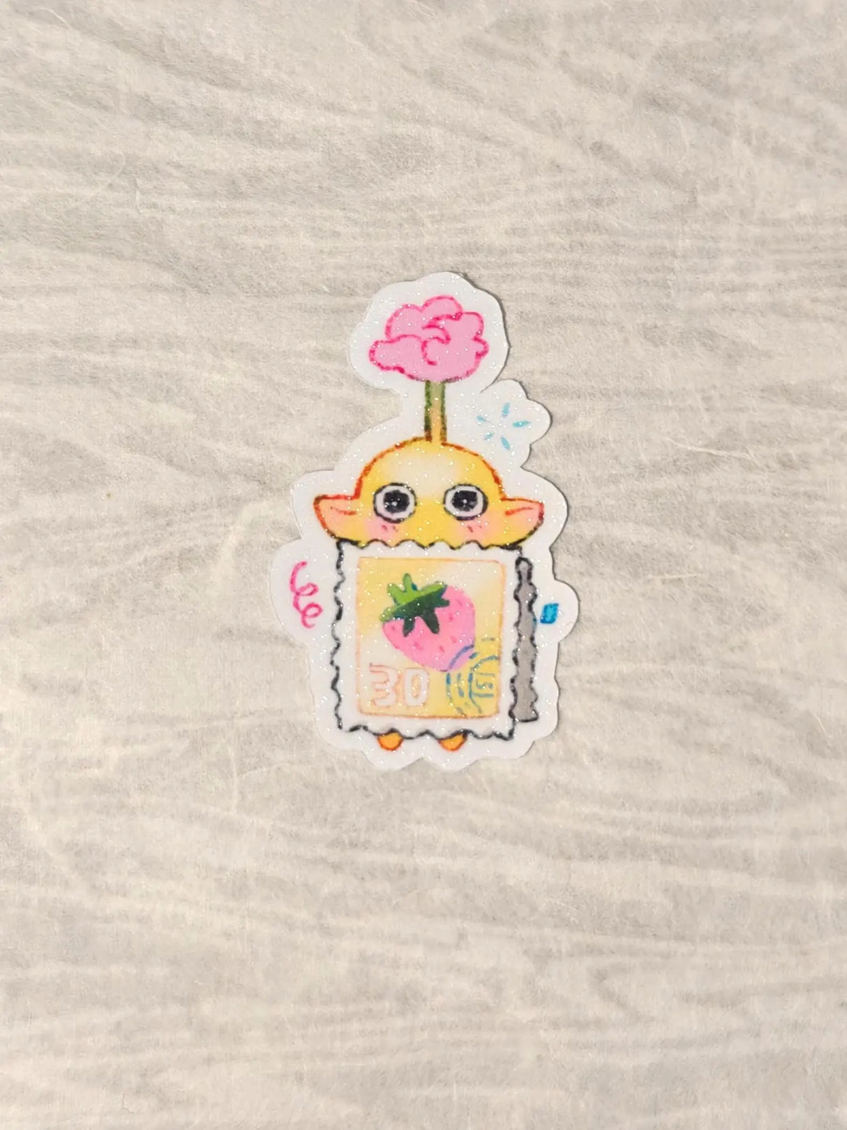 This is a glossy vinyl die-cut paper sticker, illustrated and made in-house by me. It's waterproof and ideal for decorating hard surfaces like laptops, water bottles, and phone cases, adding a cute touch to your belongings.
Material: premium glossy waterproof vinyl