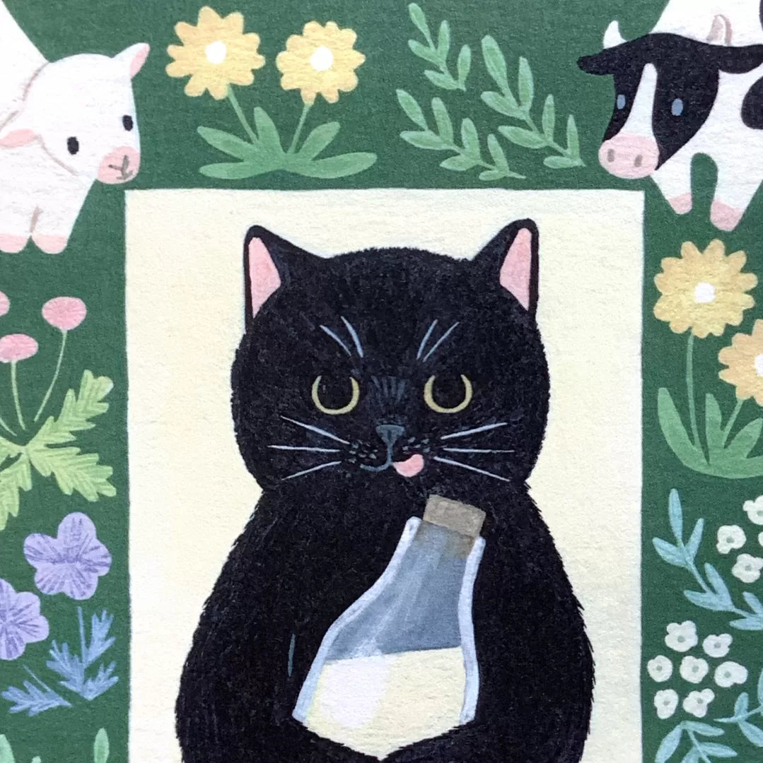 4legs Postcard - Cat in Picture Book #new4 Black Cat
