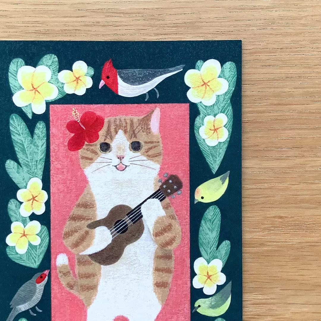 4legs Postcard - Cat in Picture Book #new6 Brown and White Hawaii