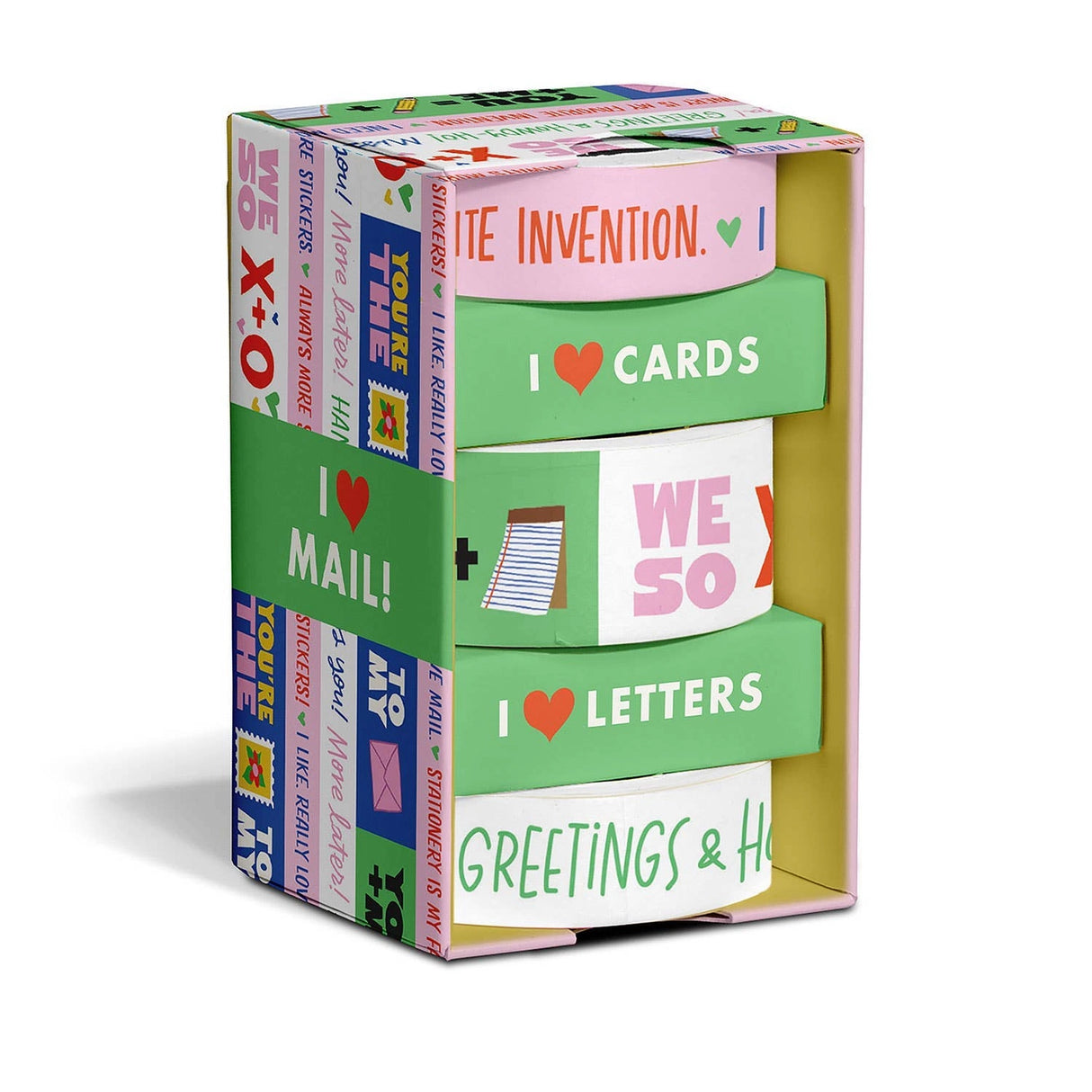 Make the cards & gifts you send even MORE delightful with our Talk-y Washi Tape! This fun & funny decorative tape celebrates your love of mail (and cuteness)! Use liberally to jazz up cards, letters, gift wrap, journals, calendars, and crafts!
3 rolls: 1 roll measuring 2.5 cm x 10 m, 2 rolls each measuring 1.5 cm x 10 m
Box: 2 x 3.75 x 2 inches