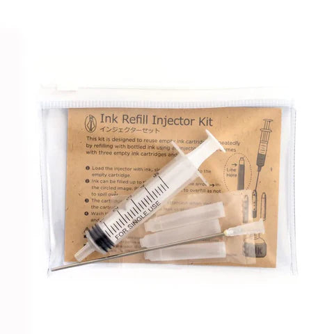 This kit is designed to reuse empty cartridges repeatedly by refilling with bottled ink using an injector. This kit includes an inky syringe injector and 3 empty cartridges to fill with your favorite inks.
Instructions Included