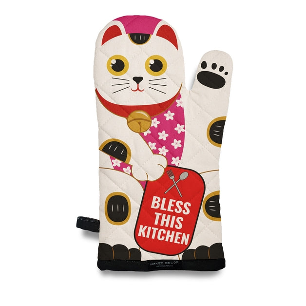 Japanese Lucky Cat - Bless This Kitchen Oven Mitt