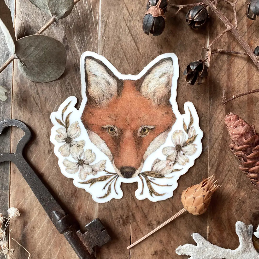 Vinyl semi-transparent sticker of an antique sewing machine and rose, illustrated by Jessica Roux.
The background of the sticker is transparent, but the sewing machine and rose are opaque.
Sticker measures approximately 2.6" x 2.1" and is glossy.