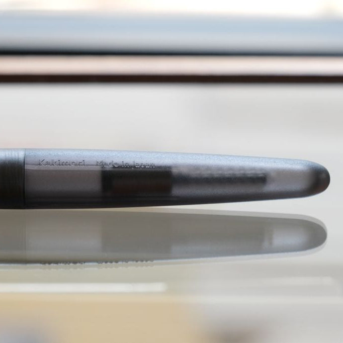 A pen that evokes the texture of frosted glass. Its translucency reveals the internal mechanism as an aesthetic feature. Careful consideration of form and colour palette ensures an elegant presence, even when not in use.
The pen is equipped with thoughtful functionality, including an extended grip section and a screw cap designed for quick access with minimal turns. The visible ink level allows for easy refills.
Available in a Fine and Medium nib
Includes converter
Steel nib