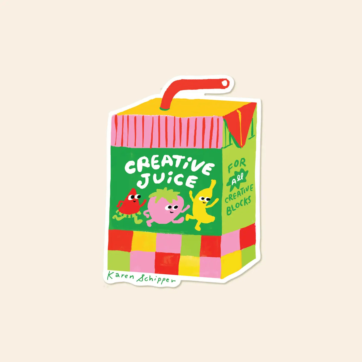 Every creative needs a little reminder to keep the ideas flowing. Creative Juice Vinyl Sticker features a colorful juice box with dancing fruit and the bold phrase “Creative Juice,” making it a playful inspirational sticker that instantly brightens any surface.
Made from matte-coated, waterproof vinyl, it’s durable enough for laptops, planners, water bottles, and more. It’s an easy impulse add-on for cat people, best friends, and shoppers looking for a small but meaningful gift.
Measures approximately 3 i