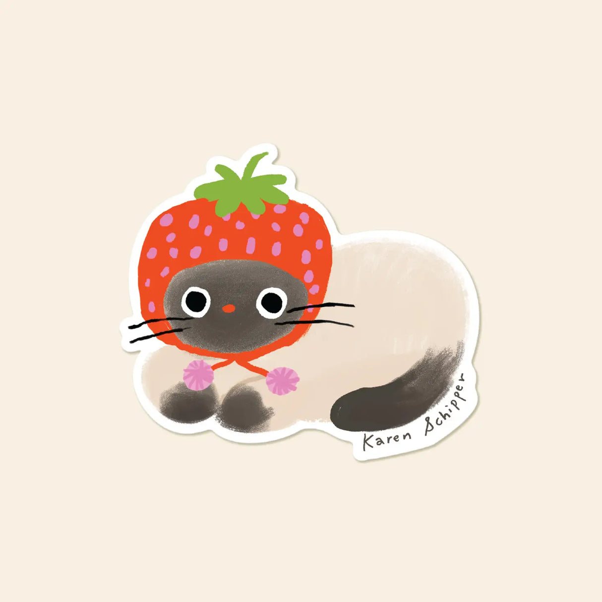 Sweet, playful, and full of charm, Strawberry Cat Sticker features an adorable cream cat with a bright strawberry cap and tiny pink bows.
Made from matte-coated, waterproof vinyl, it’s durable enough for laptops, planners, water bottles, and more. It’s an easy impulse add-on for cat people, best friends, and shoppers looking for a small but meaningful gift.
Measures approximately 3 inches
Matte coating; durable, waterproof, and scratch-resistant vinyl
Printed locally in the US
Designed by Karen Schi