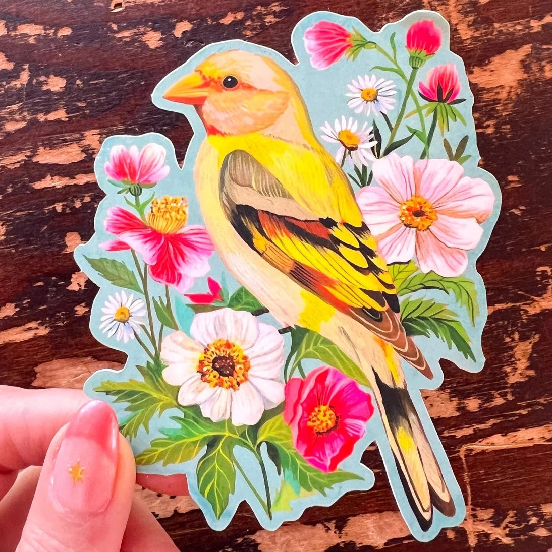 Adorn your laptop, notebook, car, or just about anything that might need a little extra beauty!
This die-cut, matte sticker measures approx 3"x4″ and is printed at the highest quality!