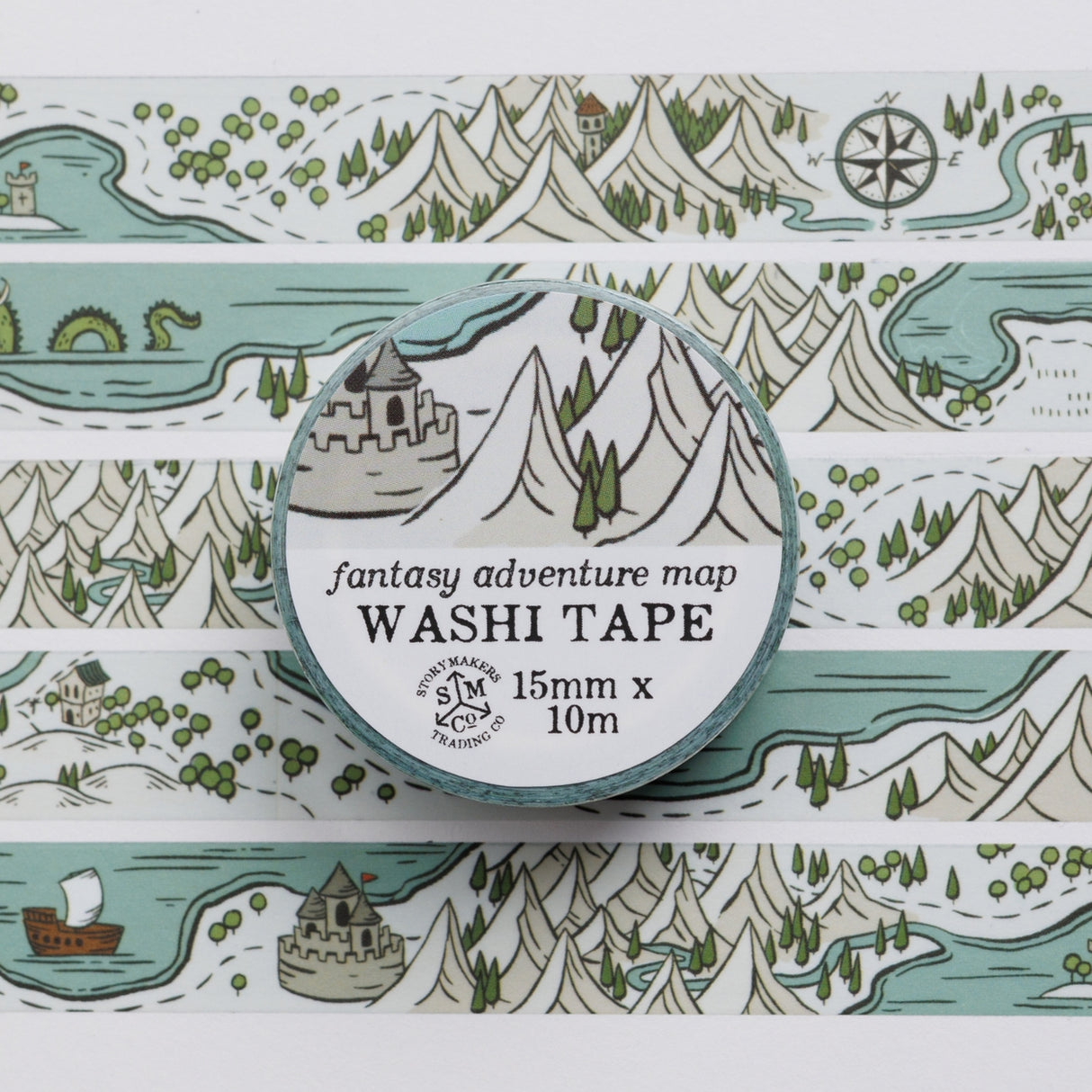 Cinta adhesiva washi con mapas de aventuras fantásticas: para creadores de mundos y juegos de rol