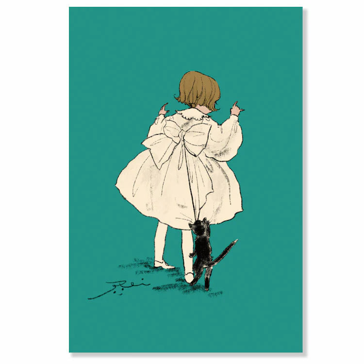 Kurahashirei Postcard - Jareai
An adorable postcard portraying the beautiful artwork of Kurahashi Rei. Featuring the appearance of a young girl and a cat that's constantly by her side, these illustrations radiate warmth and whimsy that naturally lures you in.
4in x 6in