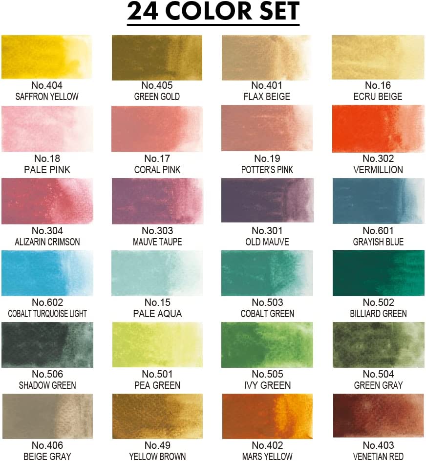 Kuretake Gansai Tambi Watercolor Palette - Art Nouveau 4 Color Set II