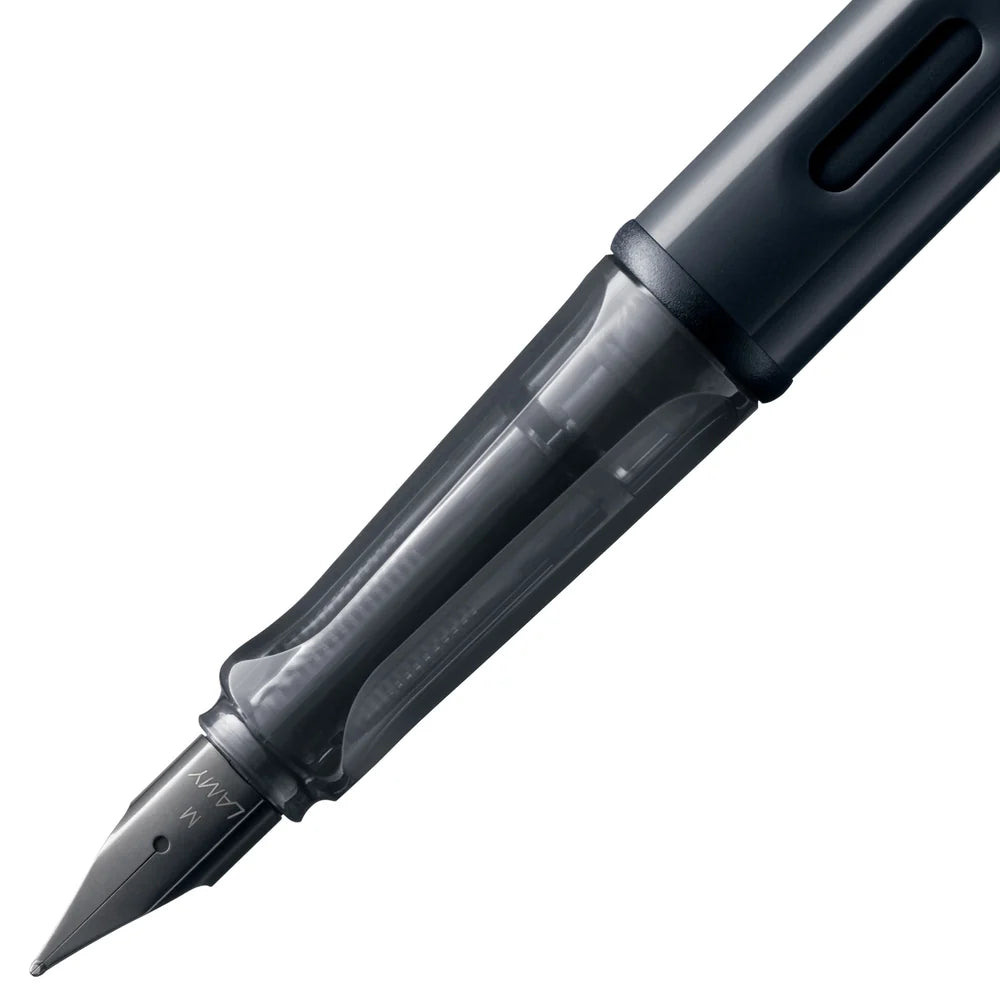 Light, lighter, LAMY AL-star: the writing classic made of resistant aluminium masters all challenges of everyday life in style. The transparent grip lies comfortably in the hand and, with an unobstructed view of the ink duct, turns the functional into a visual highlight. The series is ever inspiring with new special editions in current trendy colours and is thus an inspiring must-have in any pencil case.
Lightweight fountain pen with polished steel nib and ergonomic grip made of high-quality transparent pl