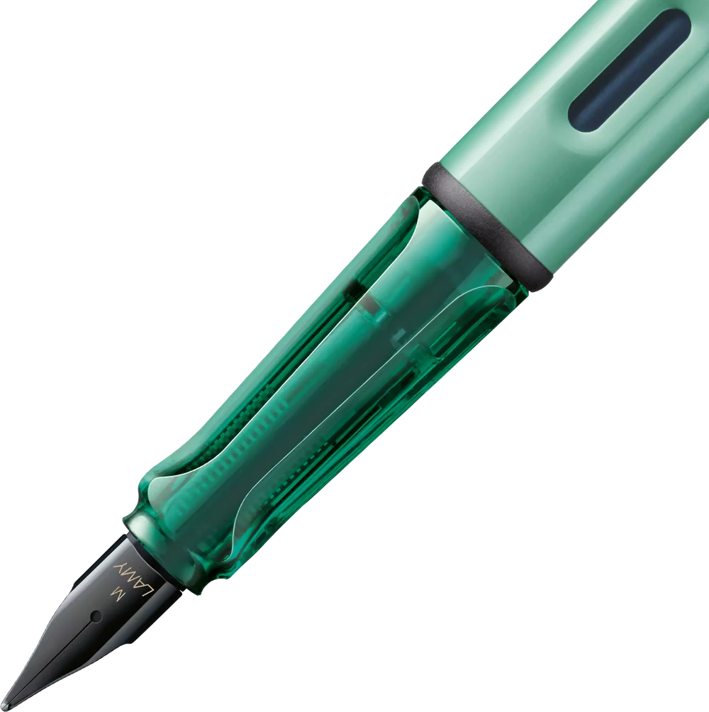Light, lighter, LAMY AL-star: the writing classic made of resistant aluminium masters all challenges of everyday life in style. The transparent grip lies comfortably in the hand and, with an unobstructed view of the ink duct, turns the functional into a visual highlight. The series is ever inspiring with new special editions in current trendy colours and is thus an inspiring must-have in any pencil case.
Lightweight fountain pen with polished steel nib and ergonomic grip made of high-quality transparent pl