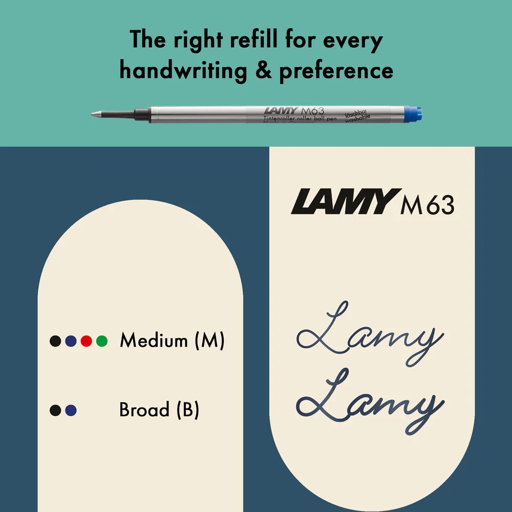 Light, lighter, LAMY AL-star: the writing classic made of resistant aluminium masters all challenges of everyday life in style. The transparent grip lies comfortably in the hand and, with an unobstructed view of the ink duct, turns the functional into a visual highlight. The series is ever inspiring with new special editions in current trendy colours and is thus an inspiring must-have in any pencil case.
Lightweight rollerball pen with ergonomic grip made of high-quality transparent plastic.
Distinctive m