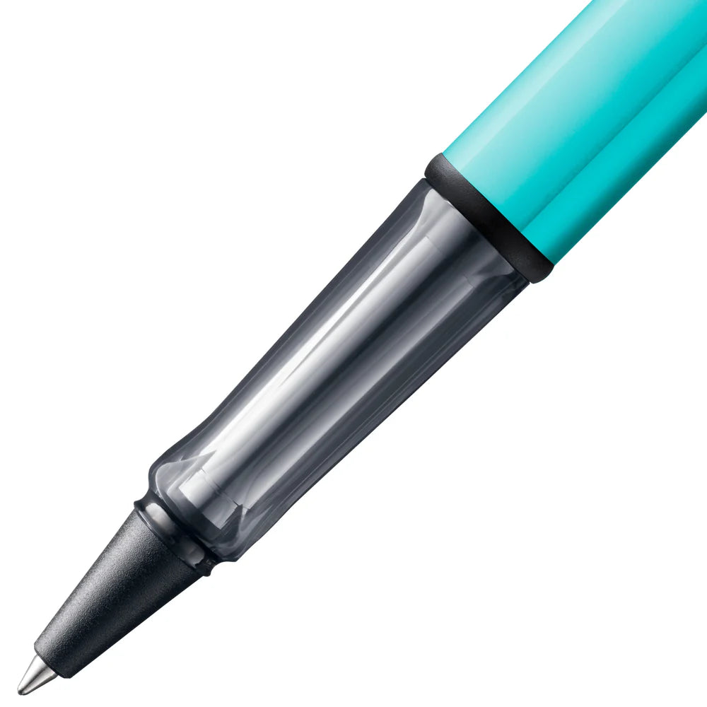 Light, lighter, LAMY AL-star: the writing classic made of resistant aluminium masters all challenges of everyday life in style. The transparent grip lies comfortably in the hand and, with an unobstructed view of the ink duct, turns the functional into a visual highlight. The series is ever inspiring with new special editions in current trendy colours and is thus an inspiring must-have in any pencil case.
Lightweight rollerball pen with ergonomic grip made of high-quality transparent plastic.
Distinctive m