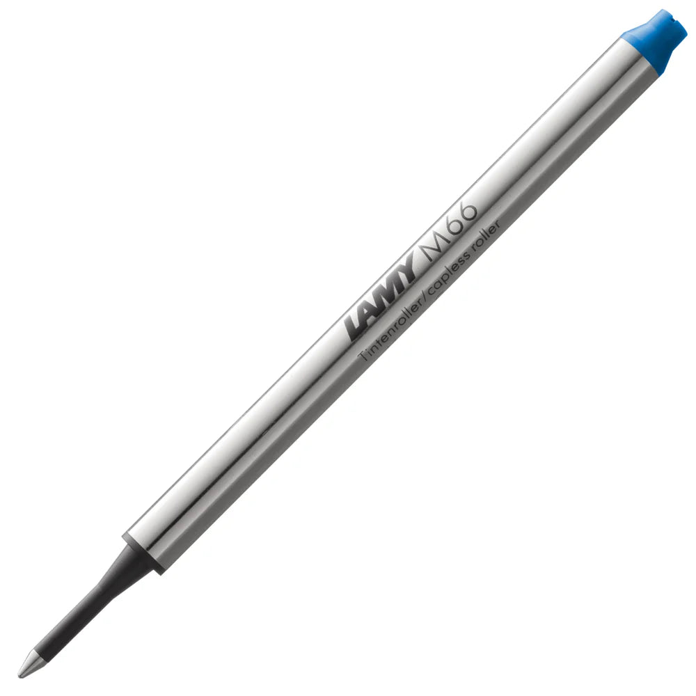 The LAMY M 66 metal rollerball refill ensures smooth, consistent writing and a precise, refined finish – perfect for everyday use. Available in blue and black for a medium line width – ideal for personalizing notes, letters, or sketches.
Refill for rollerball pens without cap and LAMY imporium.
Includes 1 refill. 