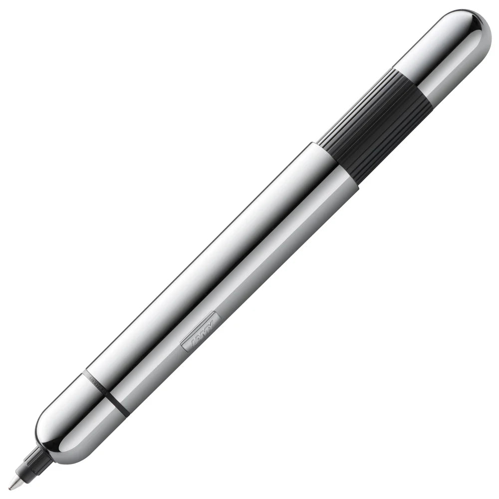 Innovative pocket pen full of transformative power.
The LAMY pico reaches unimagined greatness under pressure: the innovative pocket pen transforms into a full-size biro with just one finger movement thanks to an ingenious double push mechanism inside. Strikingly different and surprising, it brings a piece of innovation to even the smallest pencil case or even trouser pocket as a handy everyday companion.
Chrome finish with 1 refill of LAMY M 22 M black