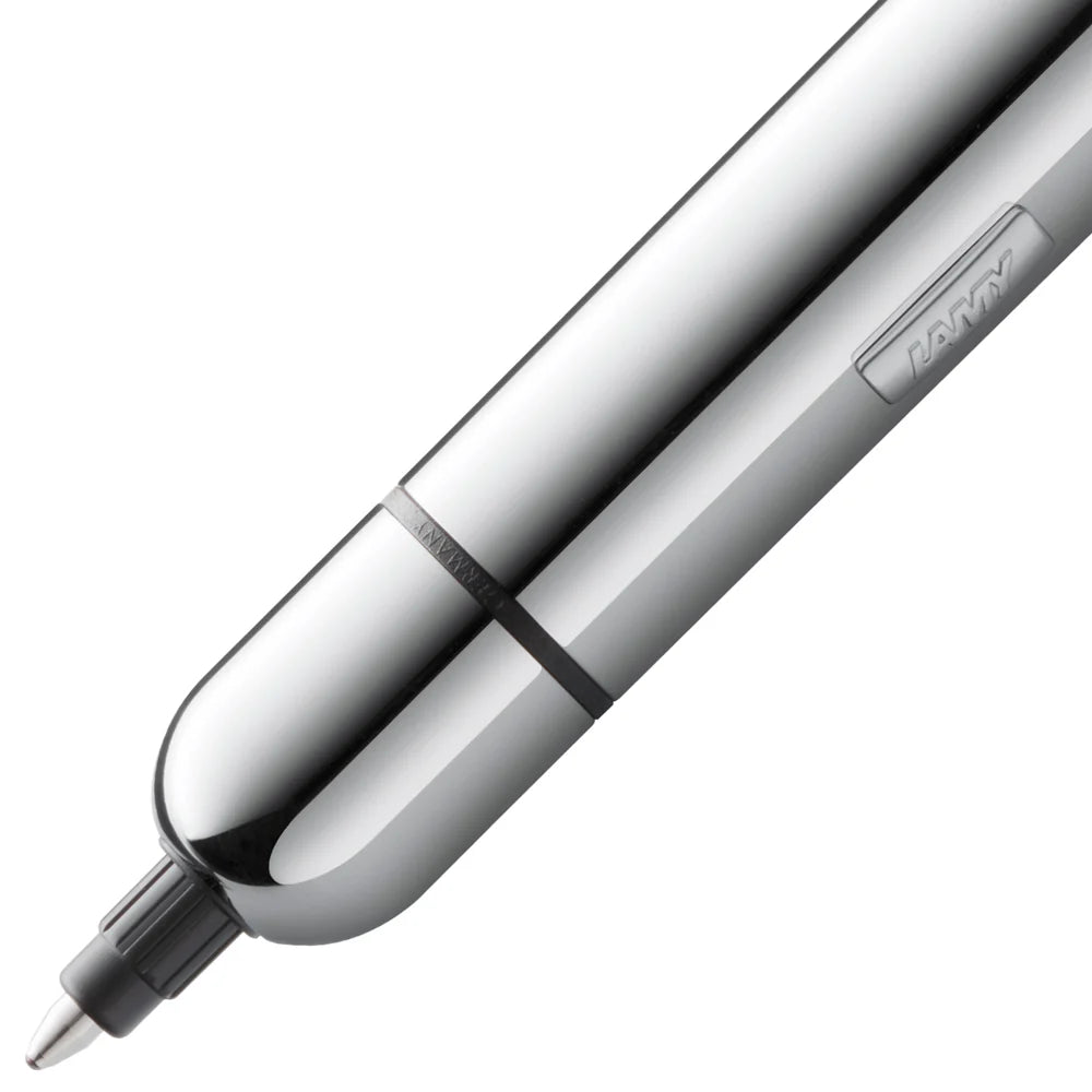 Innovative pocket pen full of transformative power.
The LAMY pico reaches unimagined greatness under pressure: the innovative pocket pen transforms into a full-size biro with just one finger movement thanks to an ingenious double push mechanism inside. Strikingly different and surprising, it brings a piece of innovation to even the smallest pencil case or even trouser pocket as a handy everyday companion.
Chrome finish with 1 refill of LAMY M 22 M black