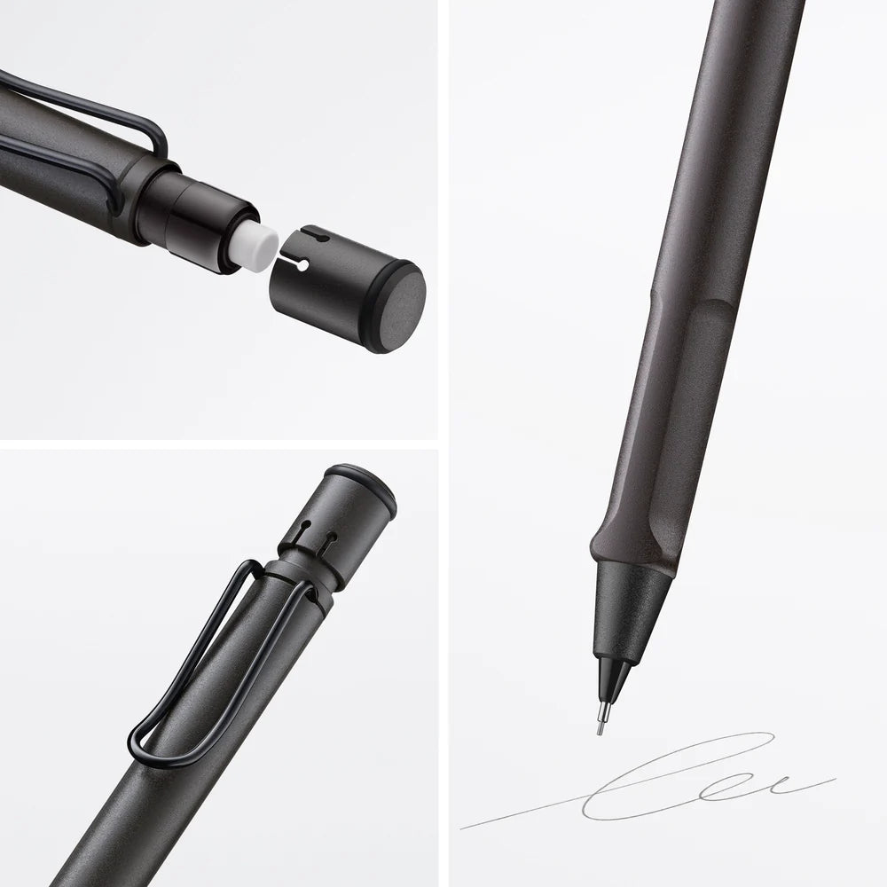 Fountain pen, icon, global success: the LAMY safari has been a beloved classic since its introduction in the 1980s and enjoys a cult status untypical for a writing instrument. Countless colours and ever-changing special editions make hearts beat faster - whether for the pencil case or the carefully curated fountain pen collection.
The LAMY safari is more than the sum of its details: it is aesthetic, robust and individual. The distinctive, self-sprung clip keeps the writing instrument securely fastened in p