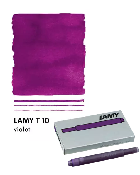 With their intense colors and long range, the LAMY T10 large capacity ink cartridges ensure pleasant, even writing - whether in everyday life, in the office, or at school. The ink cartridges offer an even flow and provide a smooth, precise writing experience for stylish writing without scratches. These ink cartridges fit all Lamy fountain pens, except the LAMY 2000.
Includes 5 cartridges with a 1.25ml capacity in each pack.