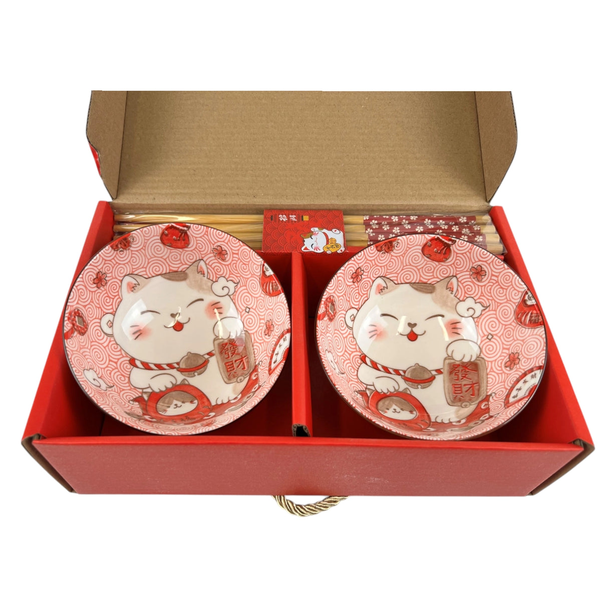 This adorable box set includes 2 bowls and chopsticks.
Bowl Size: 4.5" Dia x 2.75"H Chopsticks 9"L
Material: Bamboo and Ceramic
Microwave and Dishwasher Safe Bowl
Origin: China