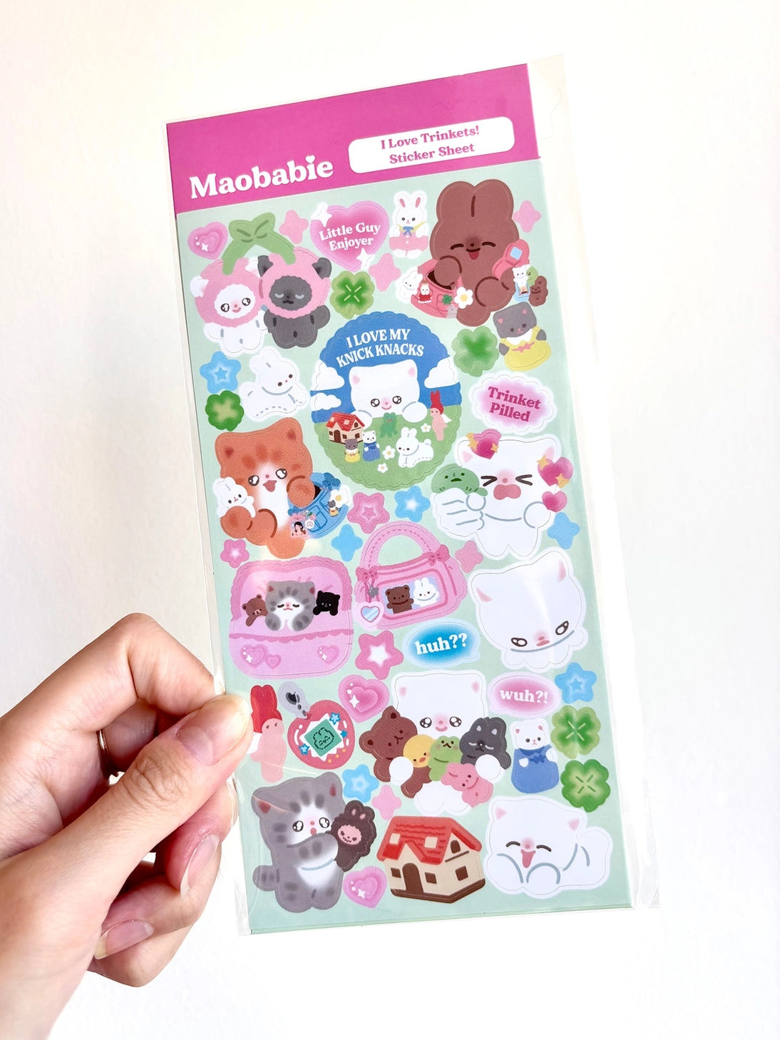 As Maobabie, we present our Sticker Sheet - I Love Trinkets, crafted with love by our indie artist, Jennie. Printed on matte vinyl paper, this sheet measures 210mmx170mm, making it an ideal size for decorating your phone, laptop, or any other surface. Get ready to experience our cute and soft illustrations, bringing a touch of charm to your everyday items. With Maobabie, it's all about adding a dash of whimsy to your world.
Includes one (1) sticker sheet