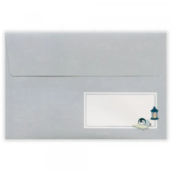 Relaxing Animals Day - A mini-letter depicting the days of each animal living in
a relaxed manner.
I drew a penguin enjoying reading in the study with candles and lights.
It is a size that can hold a photo (DSC format, L format) and can be mailed at a standard price.
Length 98× Width 148mm
8 pieces of stationery, 4 envelopes