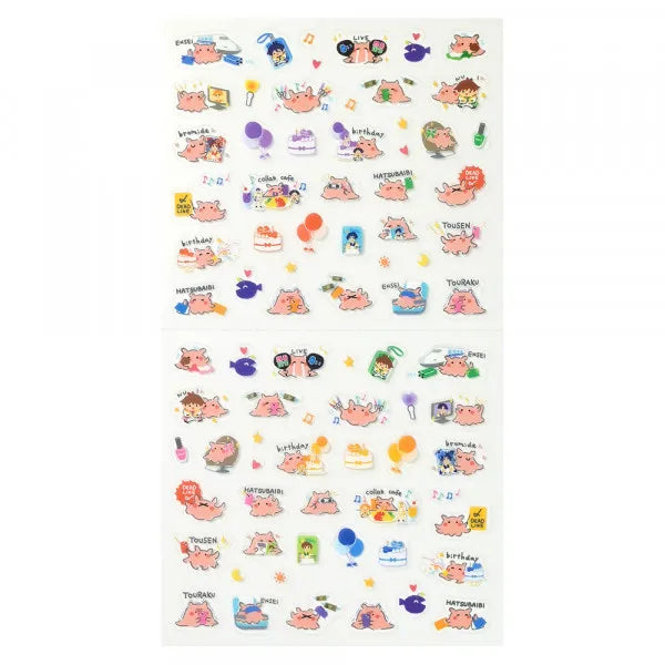 This sticker has a translucent and matte texture that blends in with the notebook.
It can be separated with perforations and carried as much as necessary.
I drew Mendako who is doing her best to promote live performances and events.
Recommended for those who want to enjoy Oshikatsu.
1 Sheet included
165× 90mm
Transparent seal