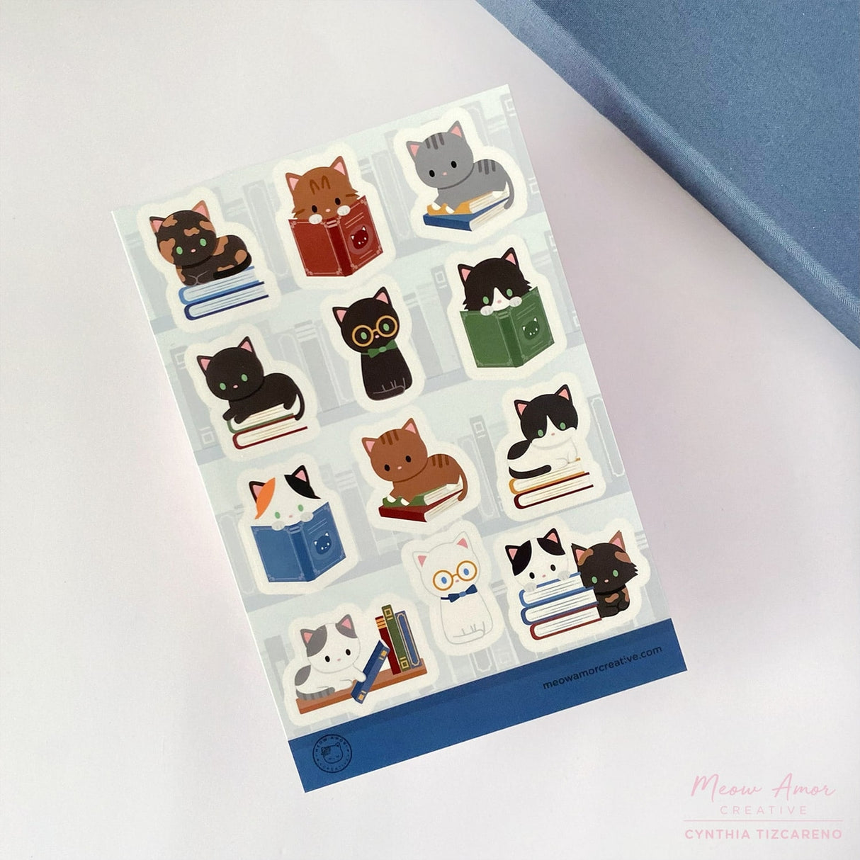 Meow Amor Creative Book Cats Sticker Sheet
