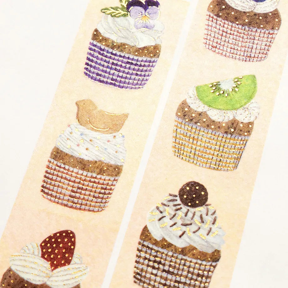 Cozyca Products - Midori Asano Washi Tape - THREE O' CLOCK
Washi tape by illustrator Midori Asano. During snack time at 3 o'clock, there are a lot of cute cupcakes. They all look very delicious! It has a stylish design with a subtly sprinkled gold foil stamping.
20mm wide x 5m long