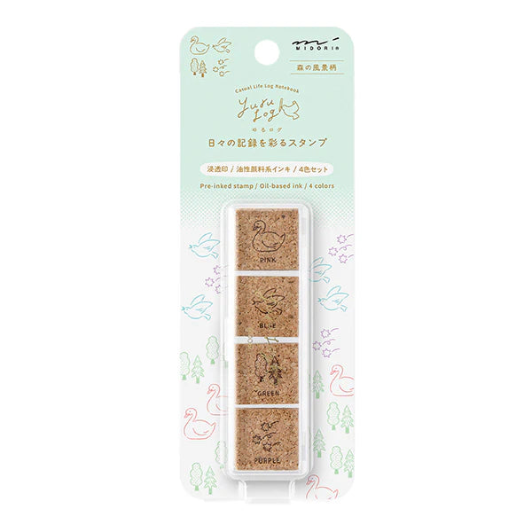 Midori Yuru Log Pre-inked Stamp - Forest Scenery