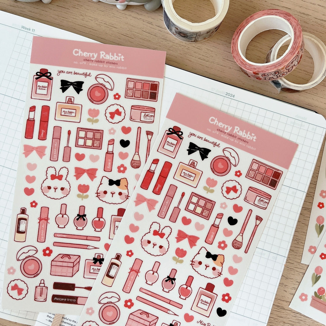 Cherry Rabbit - Miss Rabbit Makeup Sticker Sheet