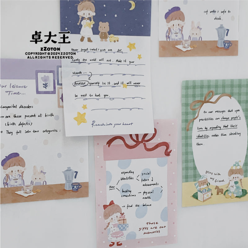 Molinta - A7 Notepad
Enjoy 50 sheets of this adorable design of stars and moonlight in a notepad! It can be personalized with hole punches to add to your binder or be pasted in your notebook to brighten up your pages.
Specifications: 80mmx120mm
Material: 100g white kraft paper
Number of pages: 50
