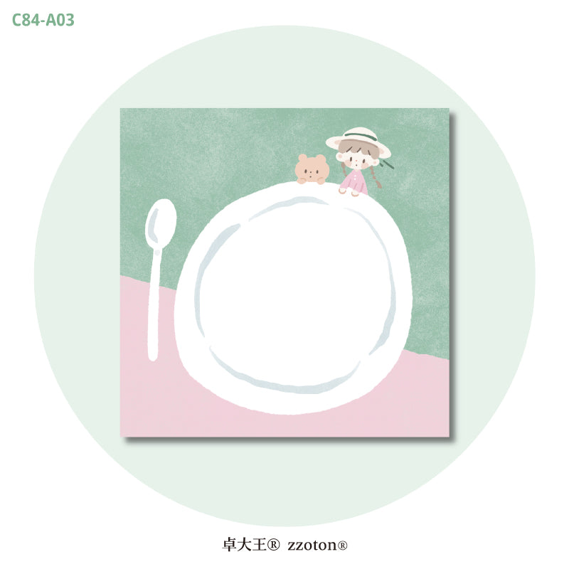 Molinta - Dinner Plate Sticky Notes
Take notes or decorate your planner with this cute sticky note set!
50mm x 50mm
120g white kraft paper
50 pages